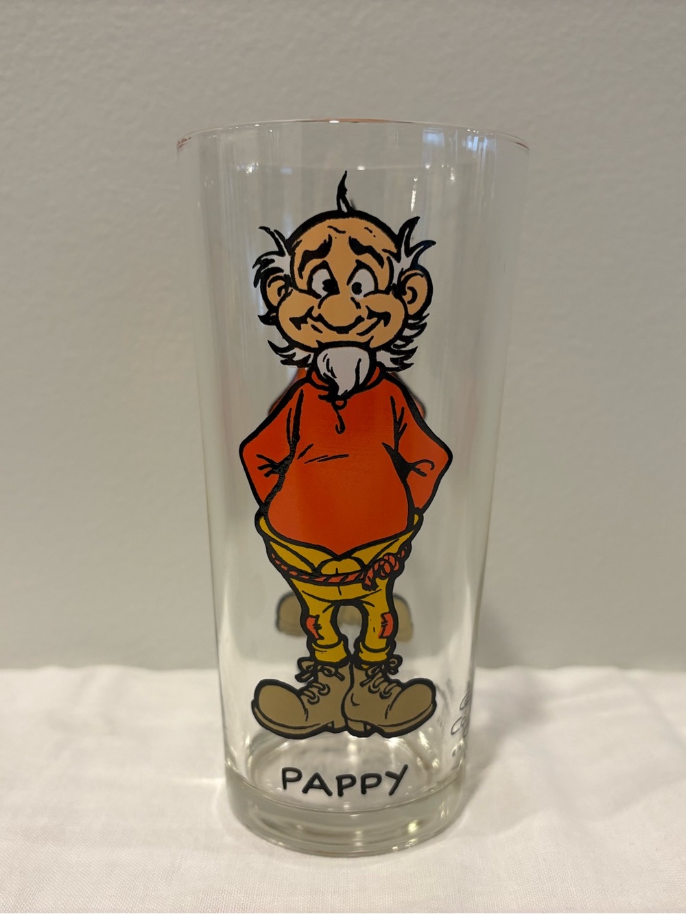 Vintage Al Capps Lil Abner Pappy 1975 Cartoon Comic Character Glass 6.25" Tall